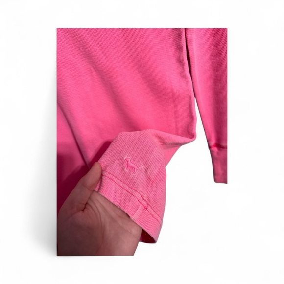 PINK Victoria's Secret neon hot pink Long Sleeve V-Neck - Picture 3 of 5